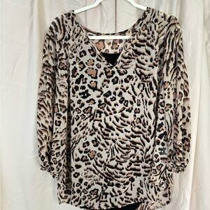 Democracy Animal Print V-Neck Blouse great condition